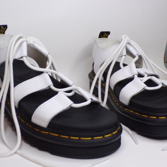 White Doc Martens Nartilla Gladiator Sandals lace up sz 8 - HOT Rave Gear! - Picture 1 of 7